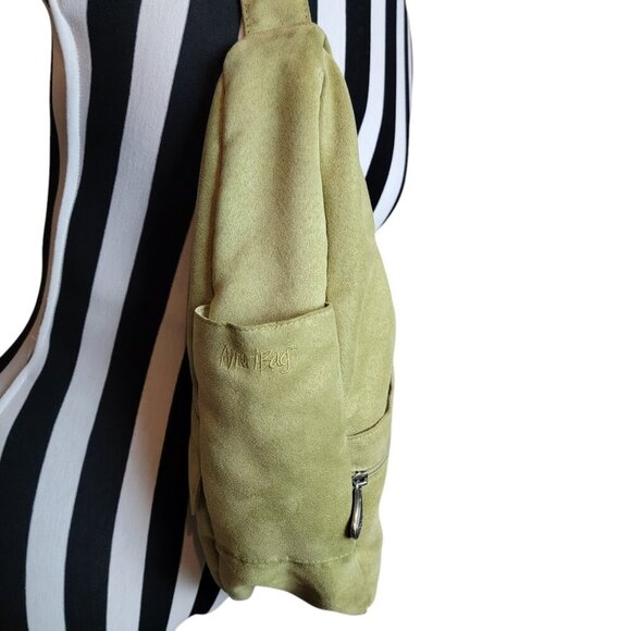 AmeriBag Green Suede Fabric CrossBody Sling Shoulder Bag Healthy BackPack - Picture 11 of 11